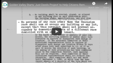Still from CCX video showing "Golden Valley Starts 'Just Deeds Project' to help Citizens Rem.."