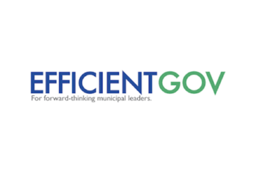 White background, blue text: "EFFICIENT" followed by green text: "GOV" and below it in tiny black print: "For forward-thinking municipal leaders"