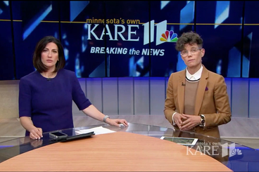 A still from Kare11's Breaking the News TV show with Rena and Jana