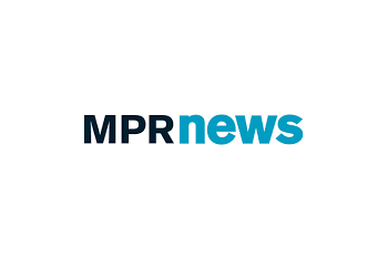 White background with navy blue text: "MPR" followed by "news" in turquoise