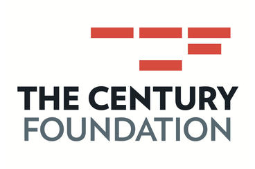 Black text "THE CENTURY" above grey text "FOUNDATION" and above those words, 5 red bars/blocks/bricks