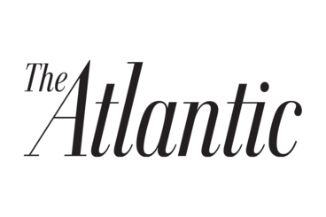 An image of the logo for The Atlantic that is black text on a white background, and it's a tall and skinny serif font. 